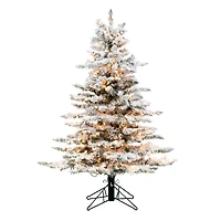 4.5ft. Pre-Lit Flocked Utica Fir Artificial Christmas Tree, Clear Lights
