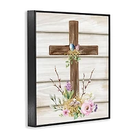 Stupell Industries Spiritual Easter Cross Spring Blossoms Framed Giclee Art