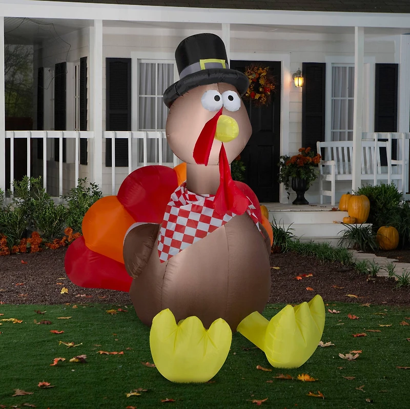 6ft. Airblown® Inflatable Thanksgiving Turkey with Checkered Scarf