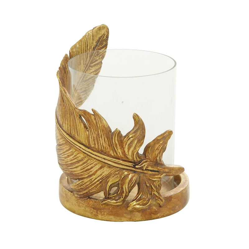 8" Gold Leaf Glass Traditional Candlestick Holder