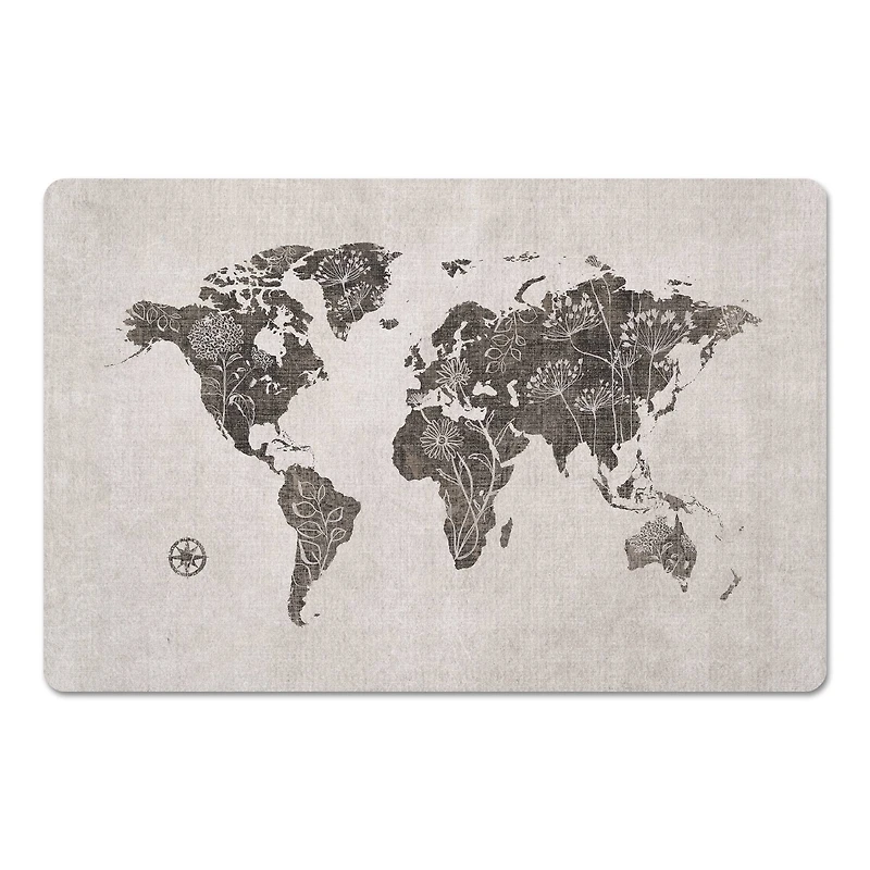 18" x 27" Floral Map Floor Mat