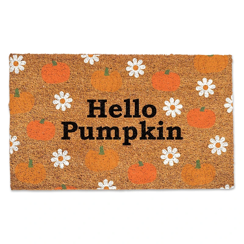 Hello Pumpkin Daisy Pattern Doormat