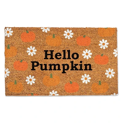 Hello Pumpkin Daisy Pattern Doormat