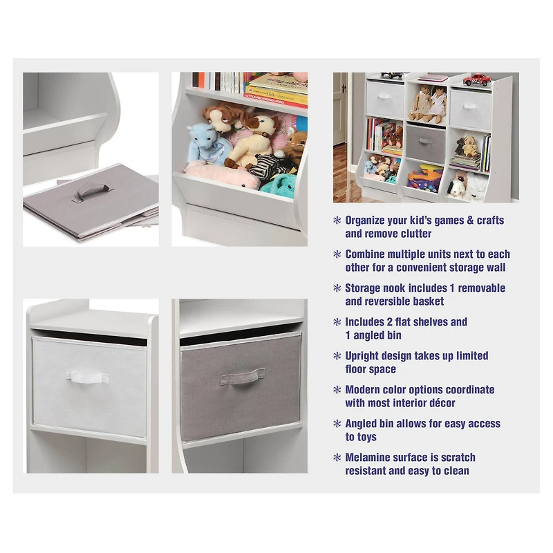 Badger Basket White Upright Storage Nook With Reversible Basket