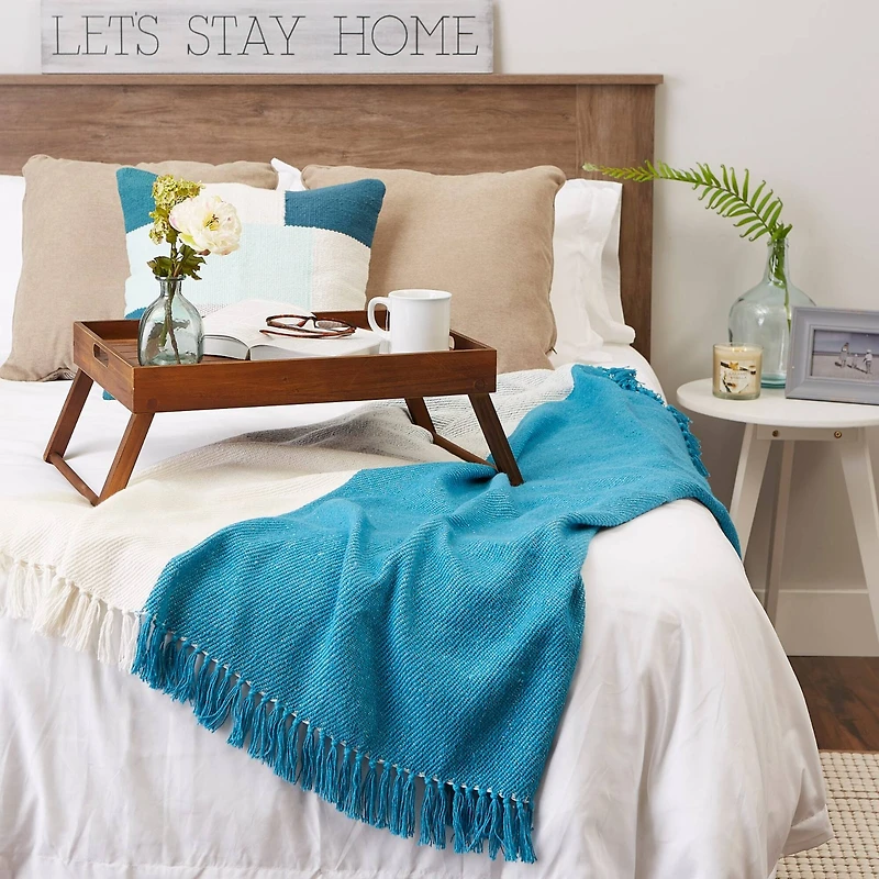 DII® Teal Four Square Woven Throw