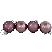 Shiny and Matte Christmas Glass Ball Ornaments - 2.25" (55mm) - Pink - 24ct