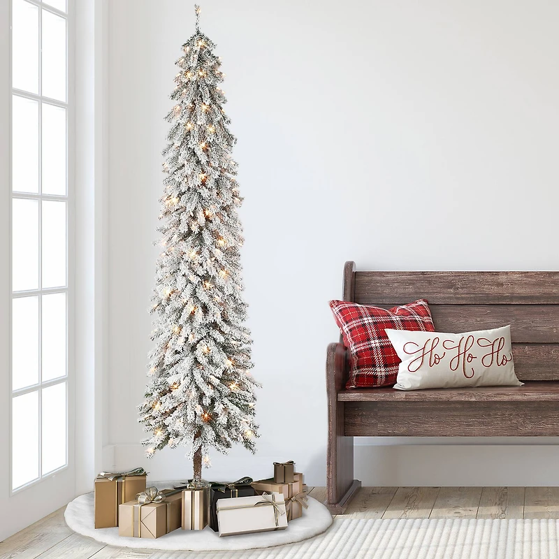 6ft. Pre-Lit Flocked Alpine Artificial Tree, Clear Lights