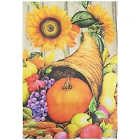 40" Cornucopia & Flowers Autumn Harvest Garden Flag