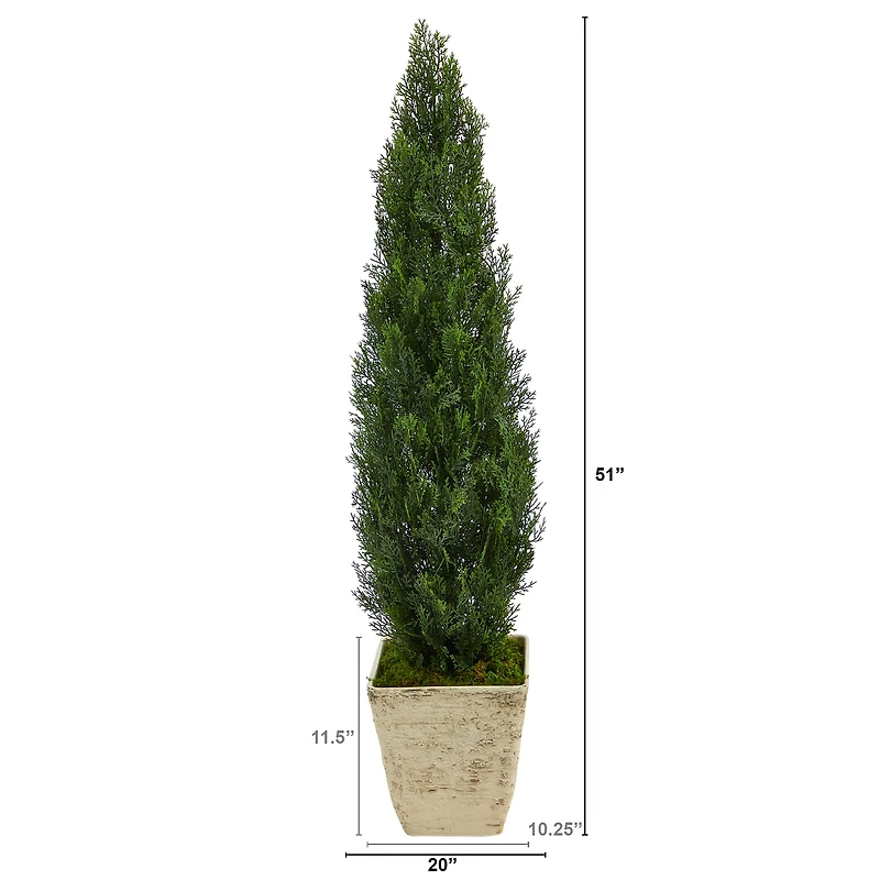 4.5ft. Cedar Artificial Tree in Country White Planter (Indoor/Outdoor)
