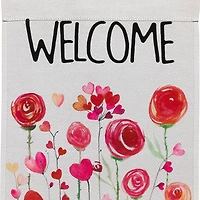 18" Roses & Hearts Floral Welcome Garden Flag