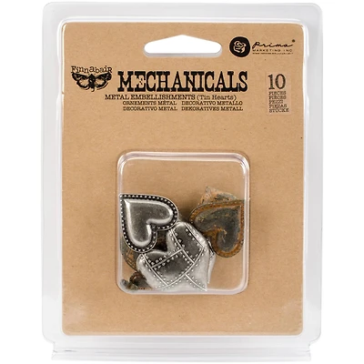 Finnabair® Mechanicals Tin Hearts Metal Embellishments Set