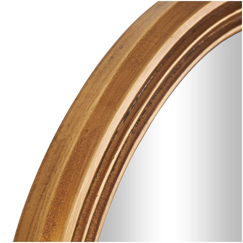 47" Gold Wooden Wavy-Shaped Wall Mirror with Ribbed Frame