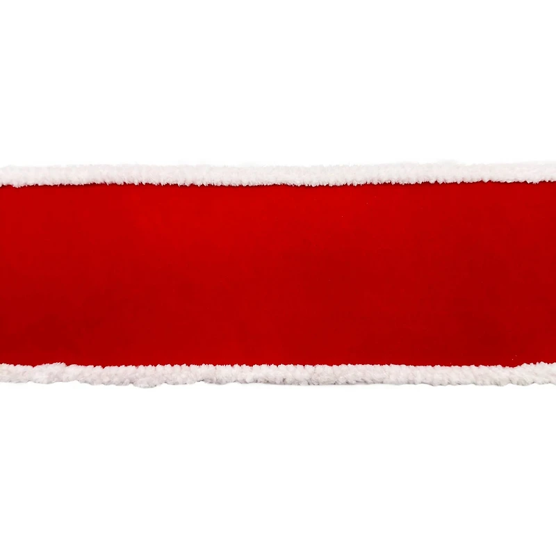 3.5" x 18ft. Red & White Santa Fur Wired Ribbon by Celebrate It®