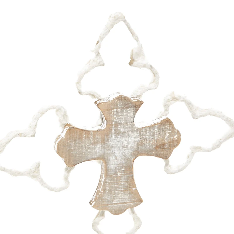 Brown Wood Contemporary Cross Sculpture Set