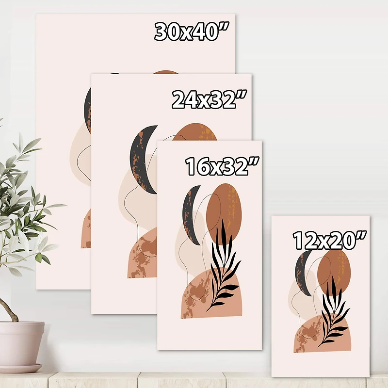 Designart - Moon & Sun Shapes In Retro Terracotta Tones I