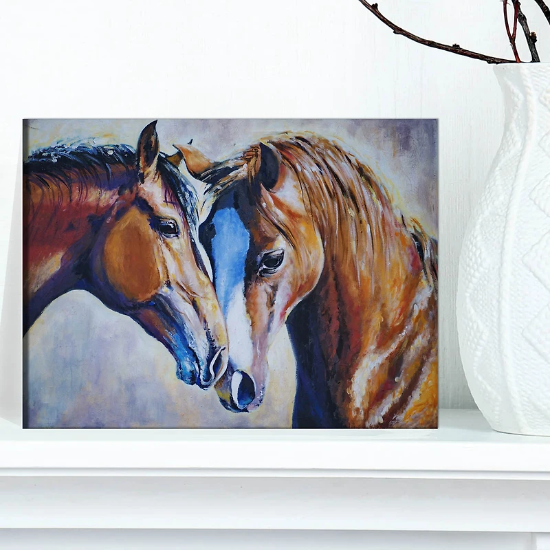 Designart - Brown Amorous Horses
