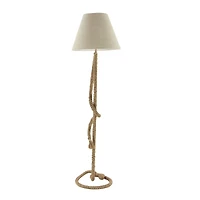 63" Brown Jute Rope & Iron Rustic Floor Lamp