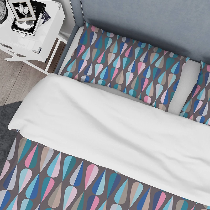Designart 'Retro Abstract Drops VIII' Mid-Century Duvet Cover Set