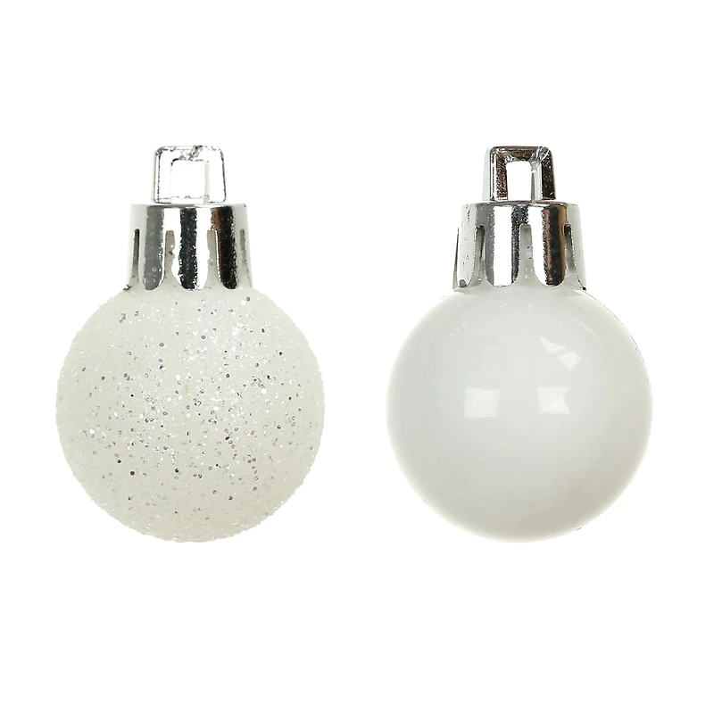 16 Pack 25mm Mini White Plastic Ball Ornaments by Ashland®