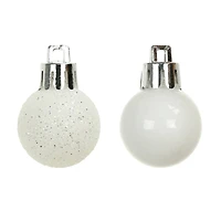 16 Pack 25mm Mini White Plastic Ball Ornaments by Ashland®