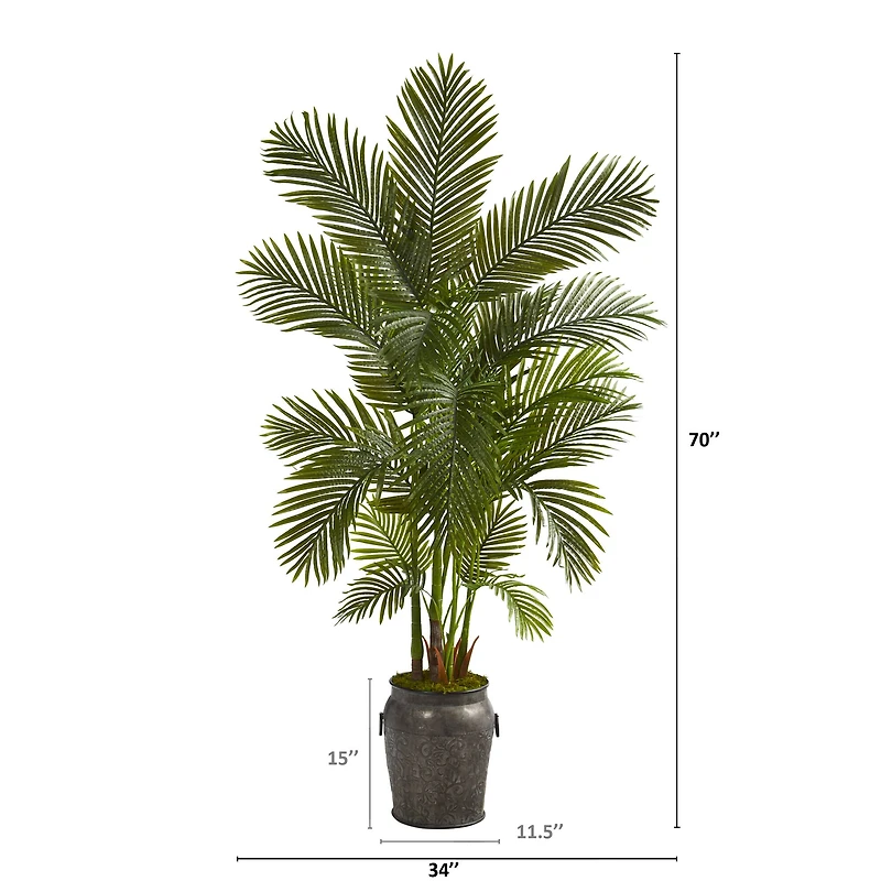 6ft. Areca Palm Tree in Metal Planter