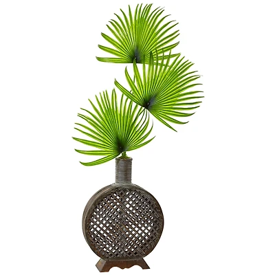 3.5ft. Fan Palm in Open Weave Vase