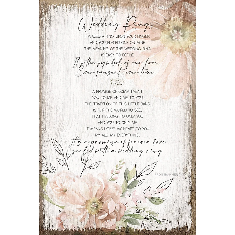 Wedding Rings Inspirational Wood Plaque