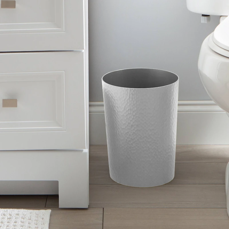 Bath Bliss Pewter Hammered Texture Trash Can