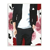 Stupell Industries Men's Casual Fashion Suit Pink Floral Pattern Wall Plaque