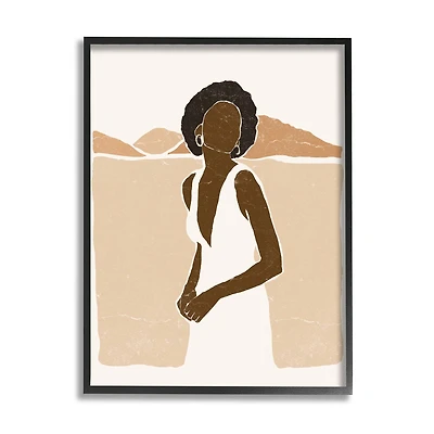 Stupell Industries Woman Standing in Desert Canyon Mountain Landscape Framed Wall Art