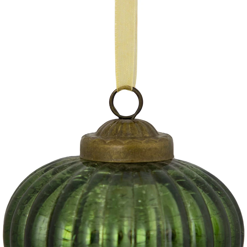 3" Green Crackle Glass Onion Christmas Ornament