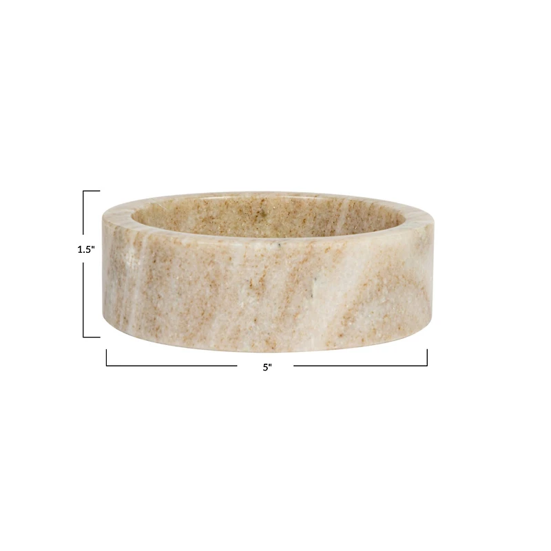 Hello Honey® 5" Beige Round Marble Dish & Bottle Holder