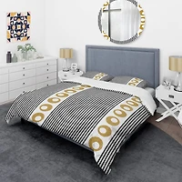 Designart 'Vertical Retro Geometrical Pattern I' Mid-Century Duvet Cover Set