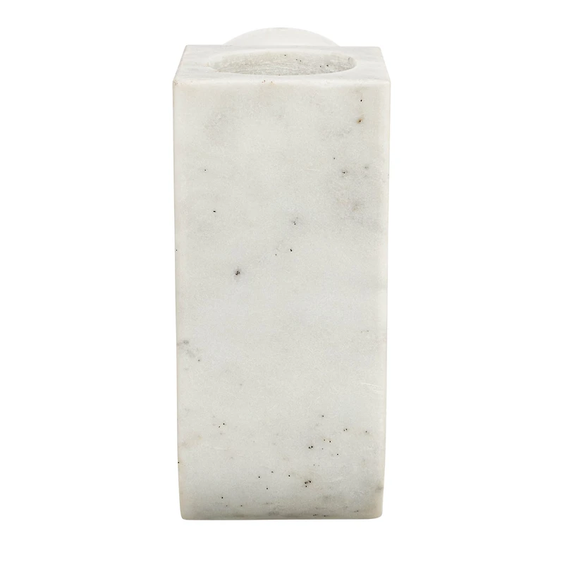 Hello Honey® 7" White Modern Marble Pillar & Taper Candle Holder Vase with Ball