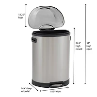 Household Essentials 13 gal. Stainless Steel Oval Trash Can with Step