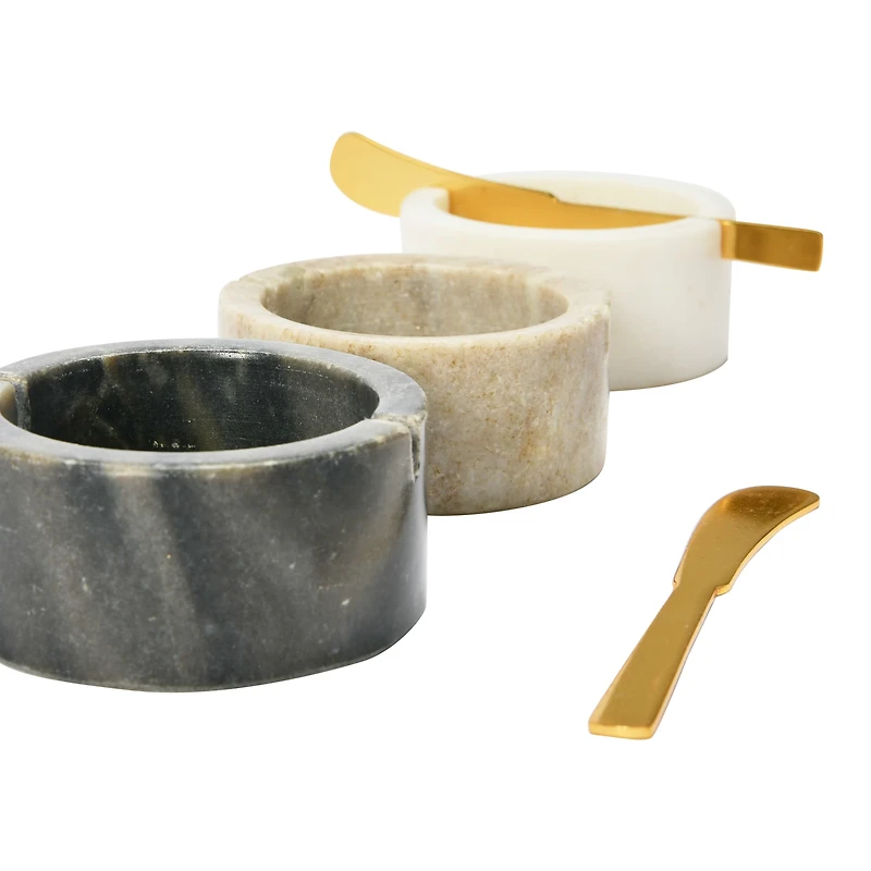 Hello Honey® 1.5" Salt & Pepper Marble Pinch Bowls with Metal Knifes