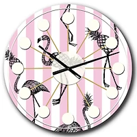 Designart 'Flamingo On Pink Mid-Century Modern Wall Clock