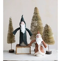 Hello Honey® 13.75" Green Wool Felt Santa with Embroidery & Beads