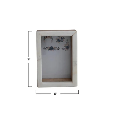 Hello Honey® White Marble & Wood Shadow Box