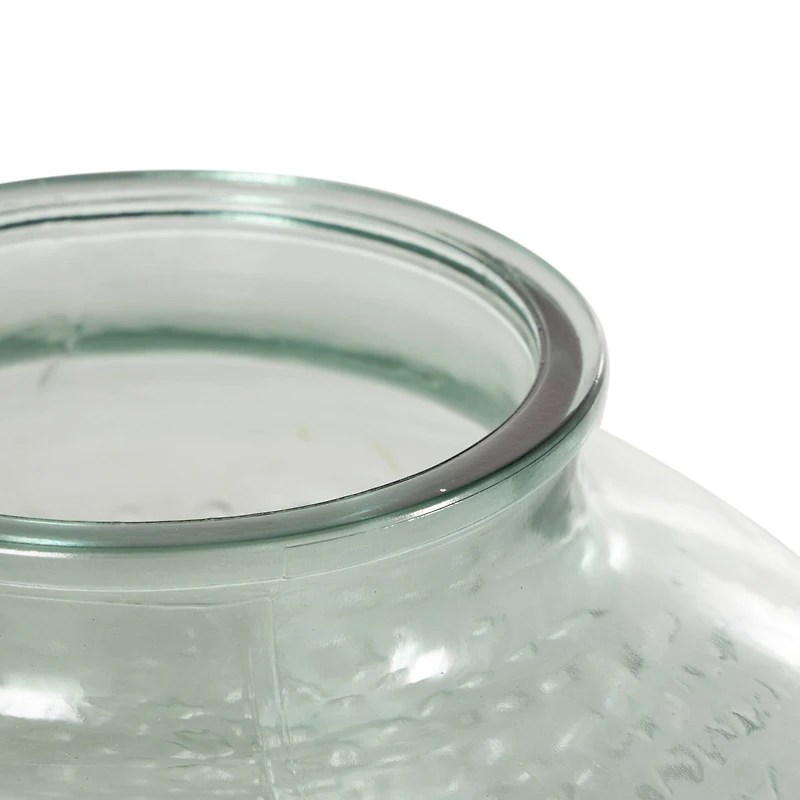 12.25" Green Glass Wide Spotted Decorative Vase