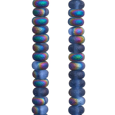 12 Pack: Blue Rondelle AB Glass Beads, 6mm by Bead Landing™