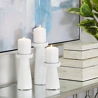 CosmoLiving by Cosmopolitan White Modern Candle Holder Set