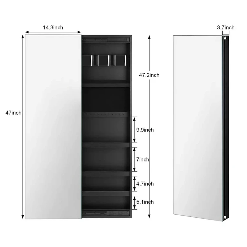NEX™ Wall-Mounted Sliding Door Full Mirror Jewelry Armoire