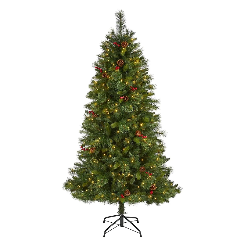 6ft. Pre-Lit Aberdeen Spruce Artificial Christmas Tree, Clear LED Lights