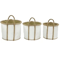 White Seagrass Coastal Storage Basket Set