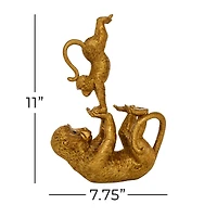 11" Gold Eclectic Monkey Sculpture 