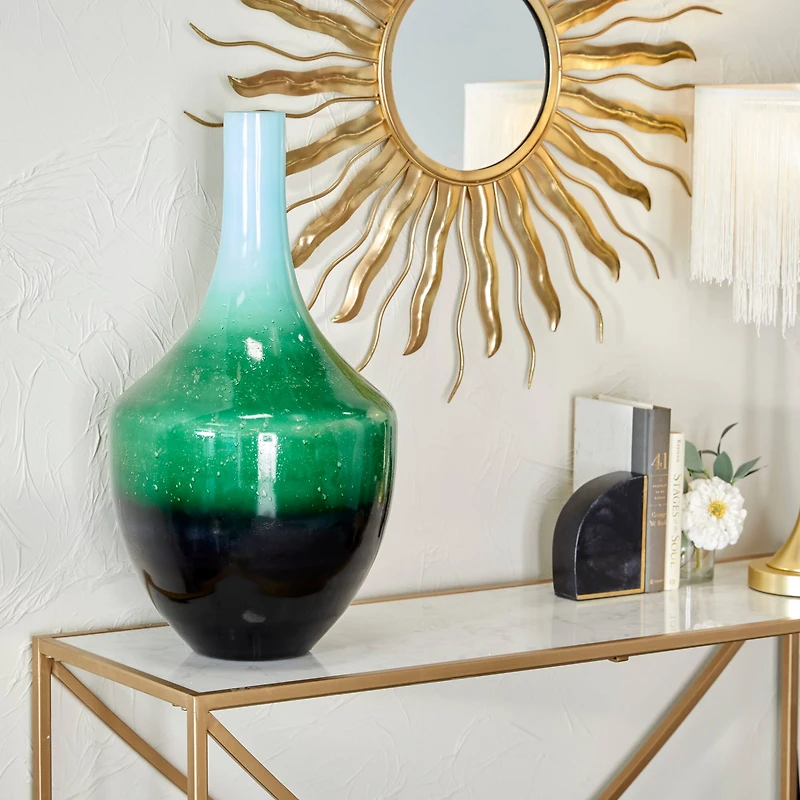 The Novogratz Green Glass Modern Vase, 22" x 12" x 12"