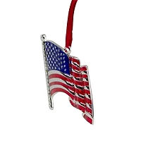 Silver Plated American Flag Crystal Embellished Ornament