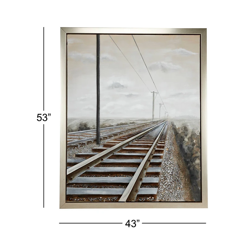 Gray Industrial Railroad Canvas Wall Art, 53" x 44"