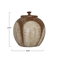 Hello Honey® 8.75" Brown Reactive Glaze Farmhouse Stoneware Jar with Lid
